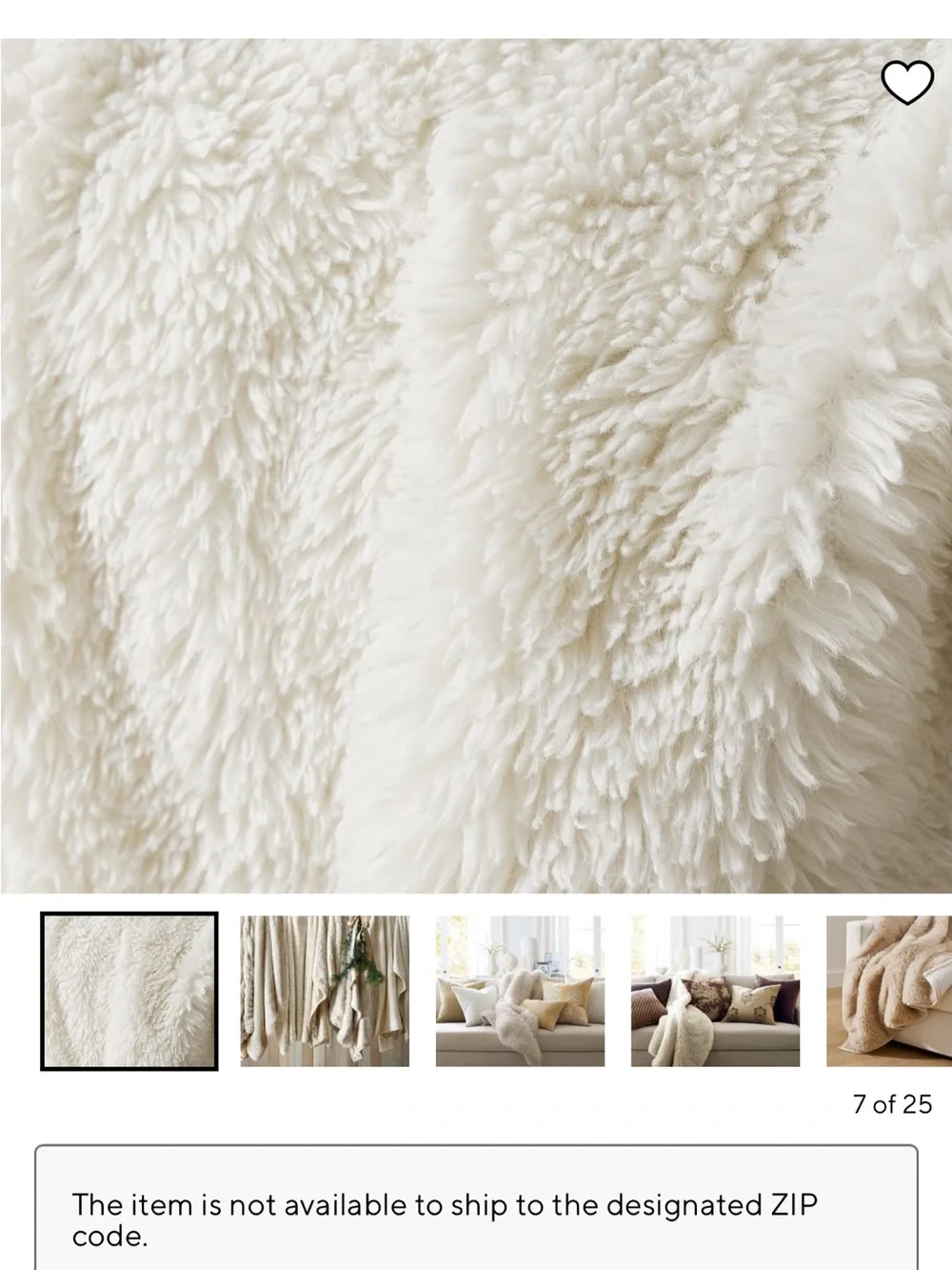 Pottery Barn NWT Dream Fur Throw, Ivory 50”x60”
